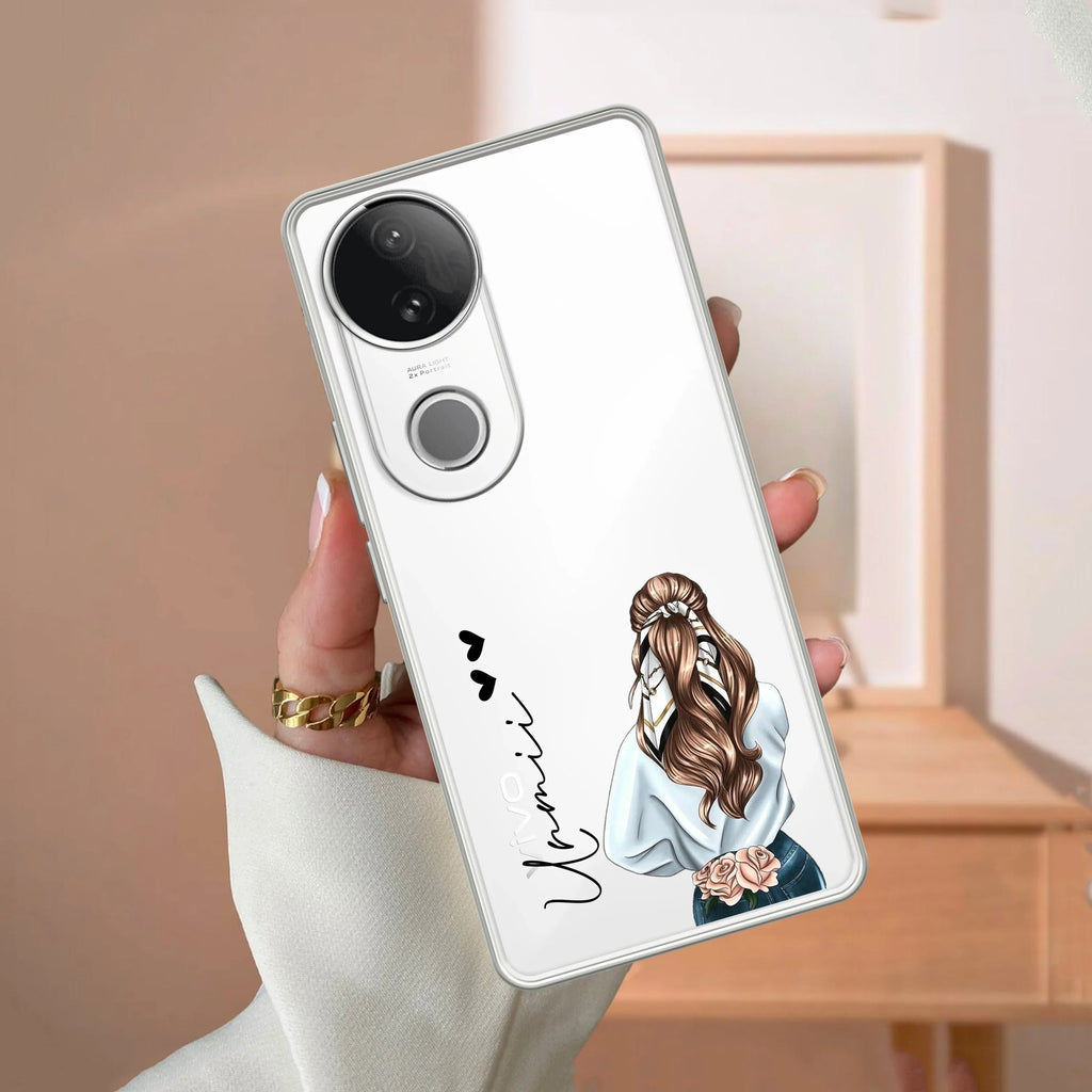 Girl With Flower Customize Transparent Silicon Case For Vivo - ShopOnCliQ