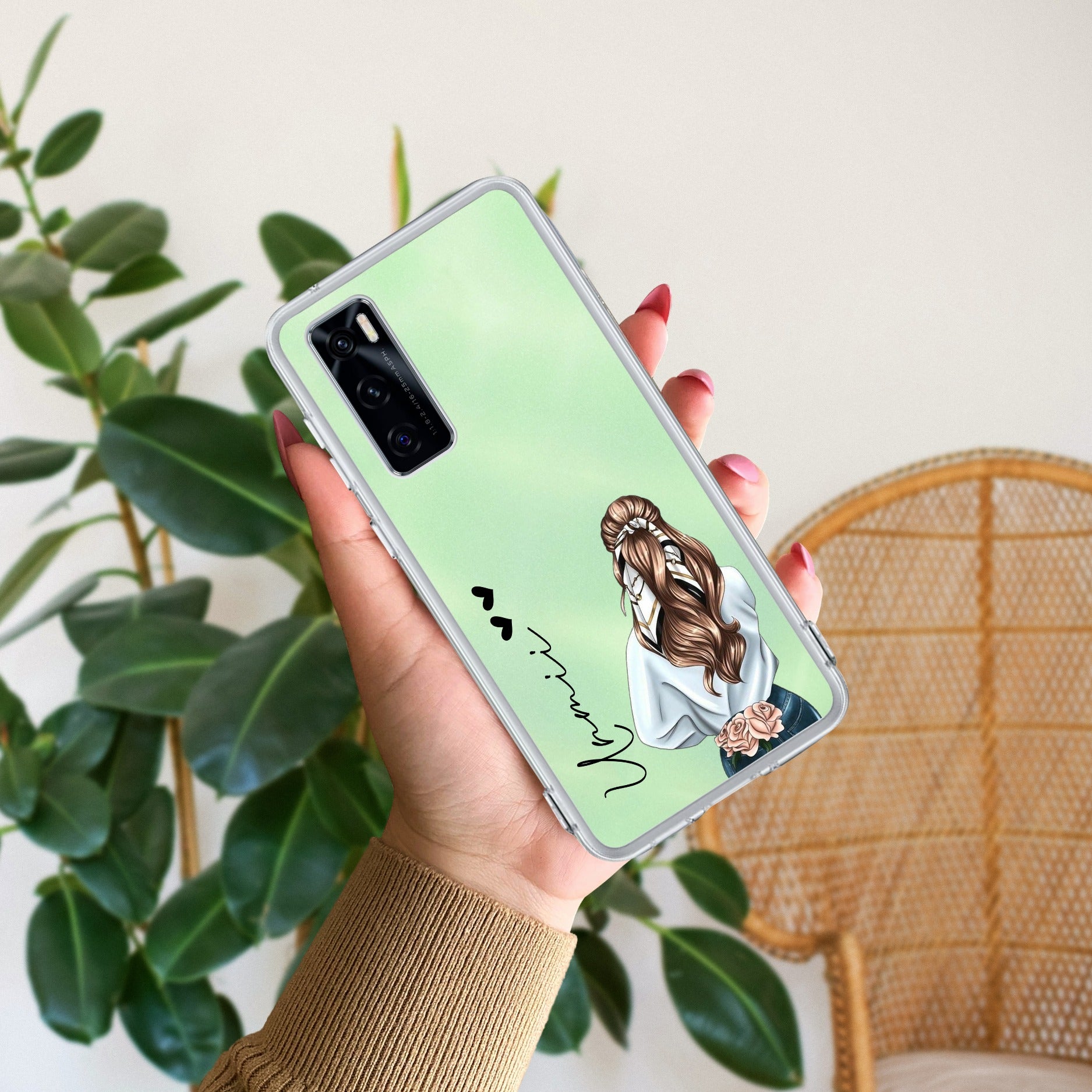 Girl With Flower Customize Anti Yellow Case For Vivo V20 SE