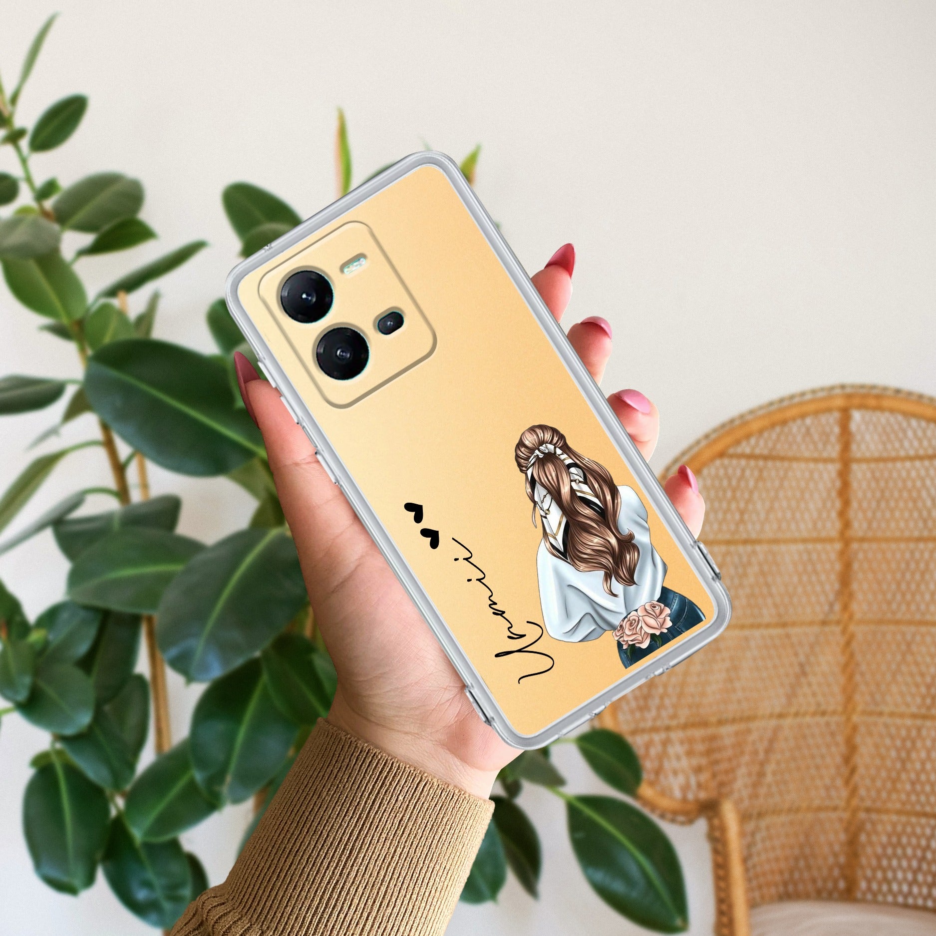 Girl With Flower Customize Transparent Silicon Case For Vivo