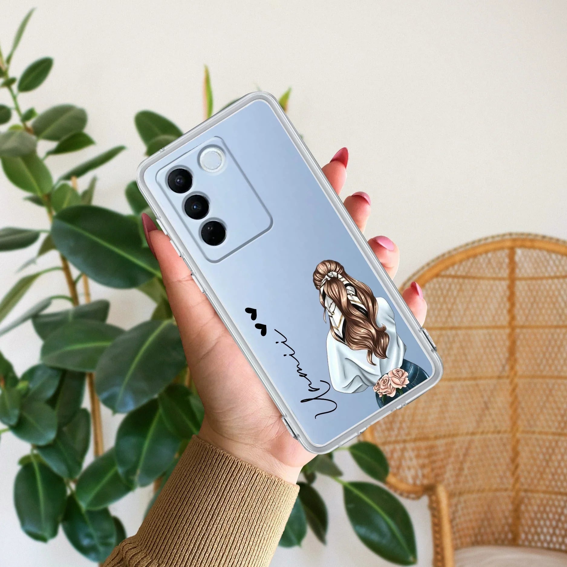 Girl With Flower Customize Transparent Silicon Case For Vivo - ShopOnCliQ