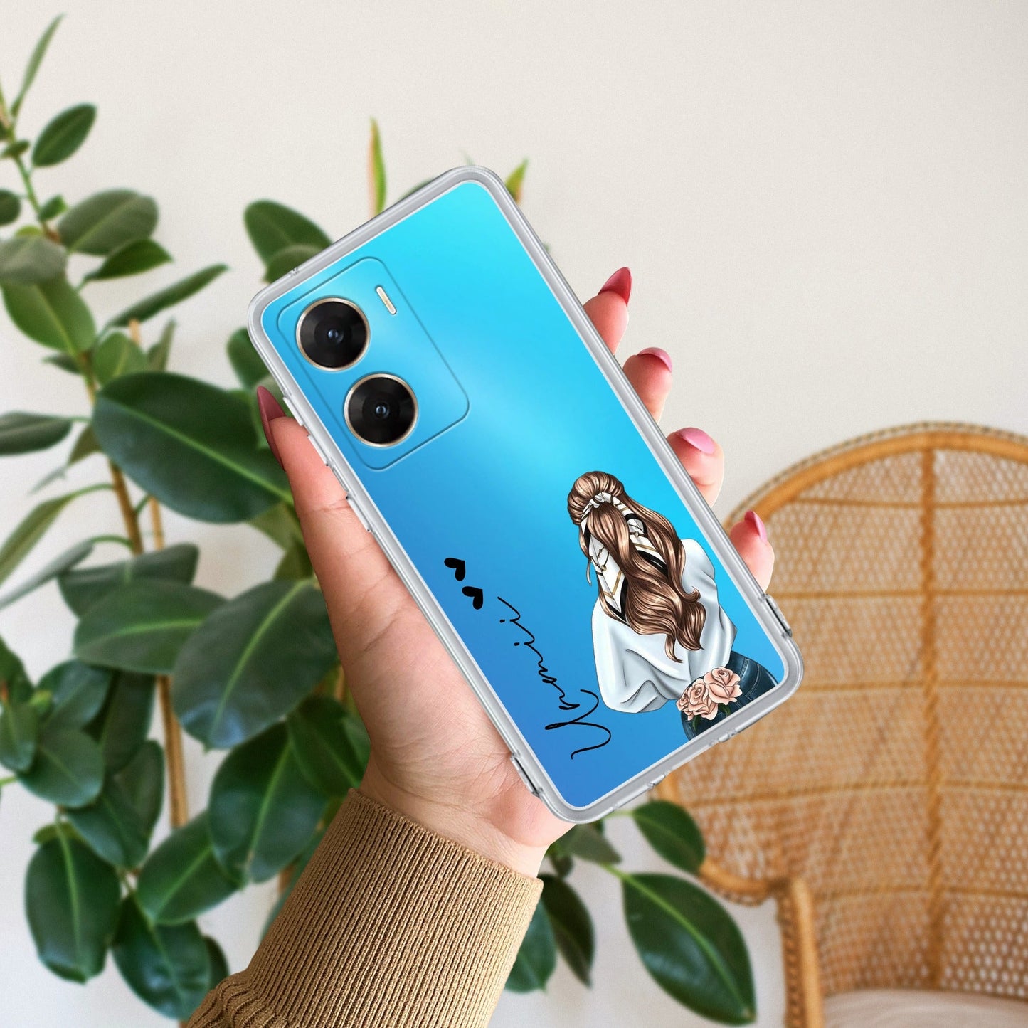 Girl With Flower Customize Transparent Silicon Case For Vivo