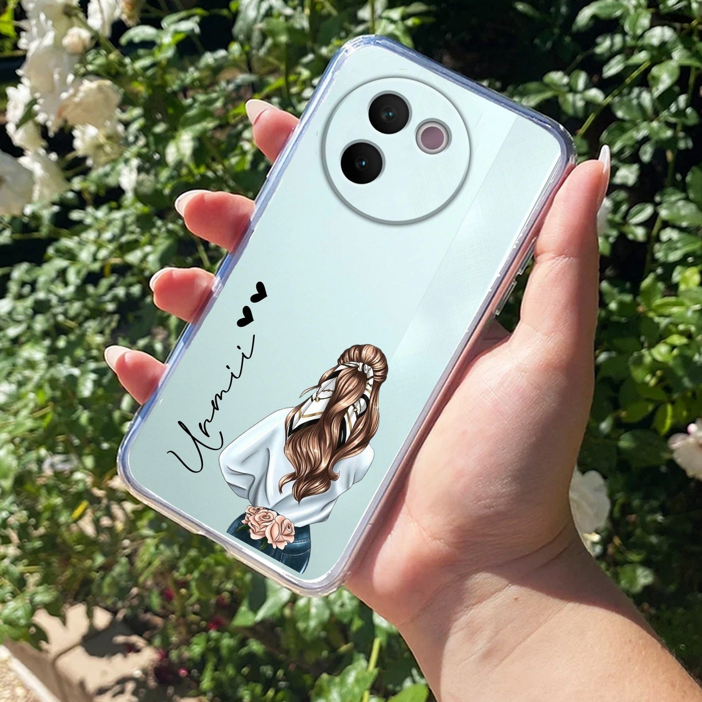 Girl With Flower Customize Transparent Silicon Case For Vivo