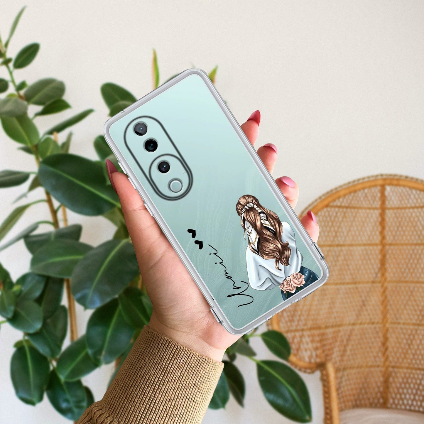 Girl With Flower Customize Transparent Silicon Case For Vivo
