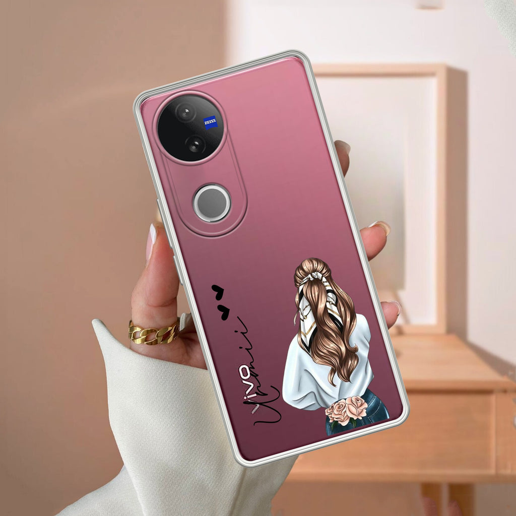 Girl With Flower Customize Anti Yellow Case For Vivo V50e 5G
