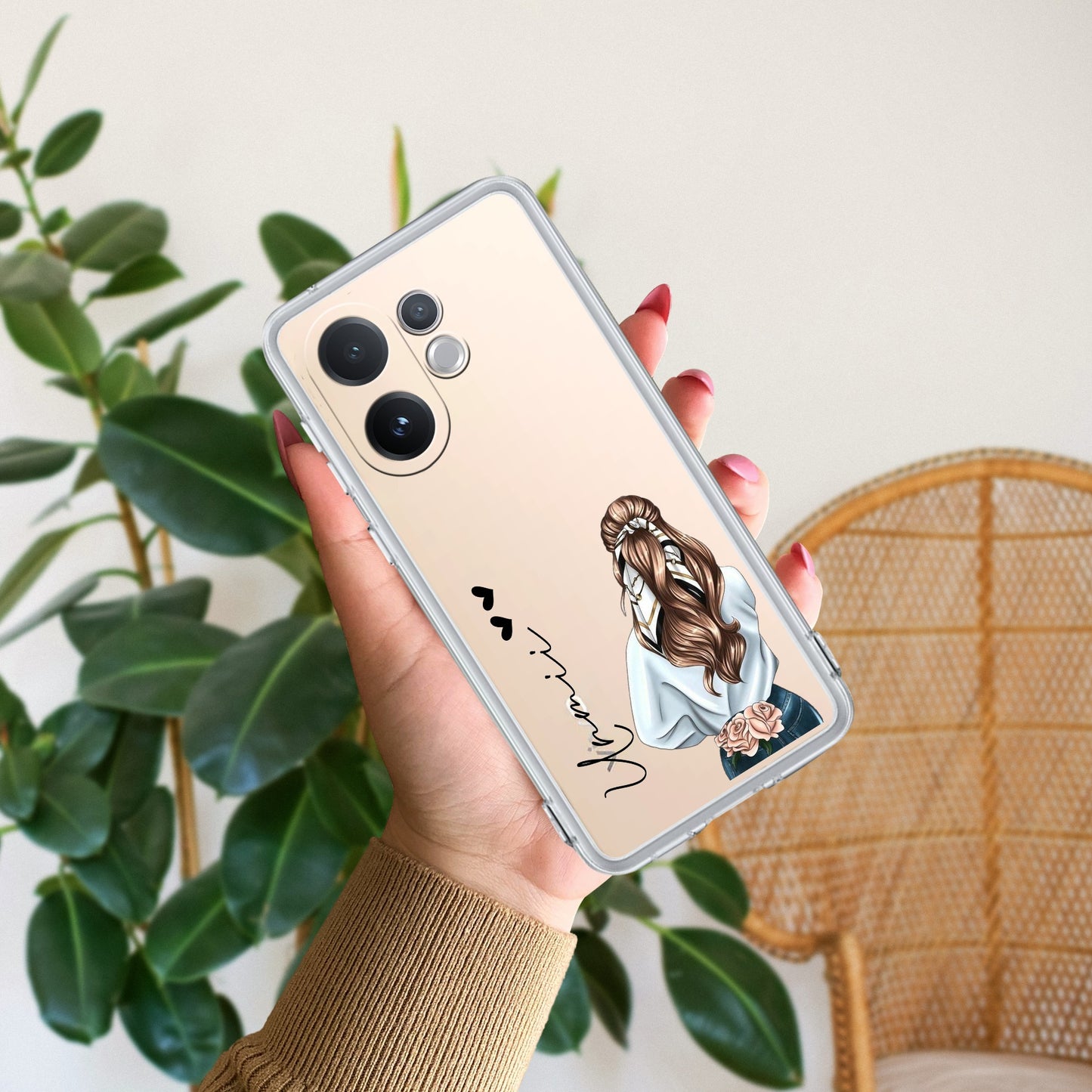 Girl With Flower Customize Transparent Silicon Case For Vivo
