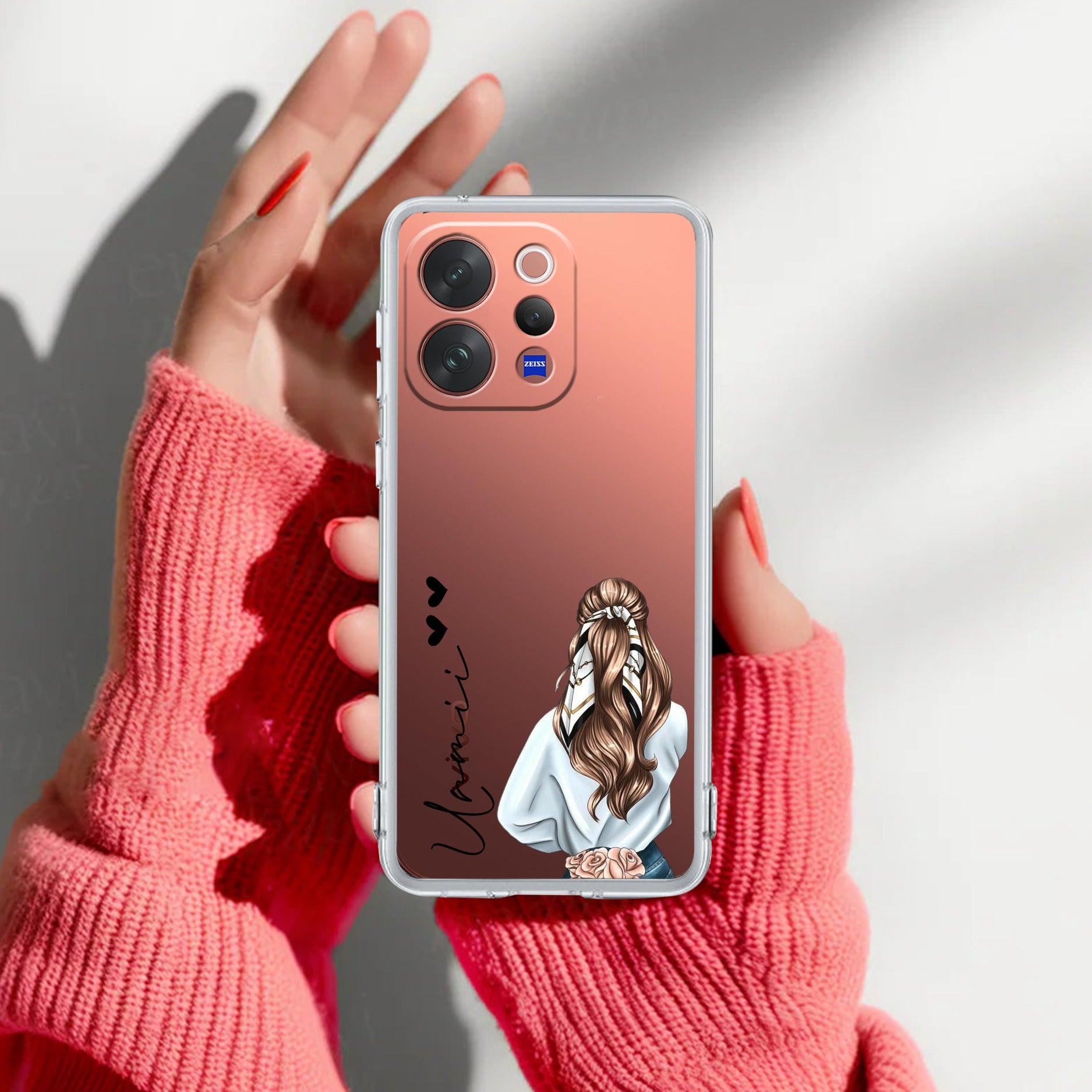 Girl With Flower Customize Transparent Silicon Case For Vivo V70 Elite 5G