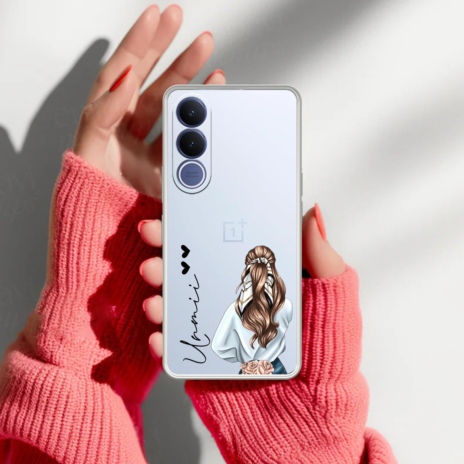 Girl With Flower Customize Transparent Silicon Case For Vivo V70 FE 5G