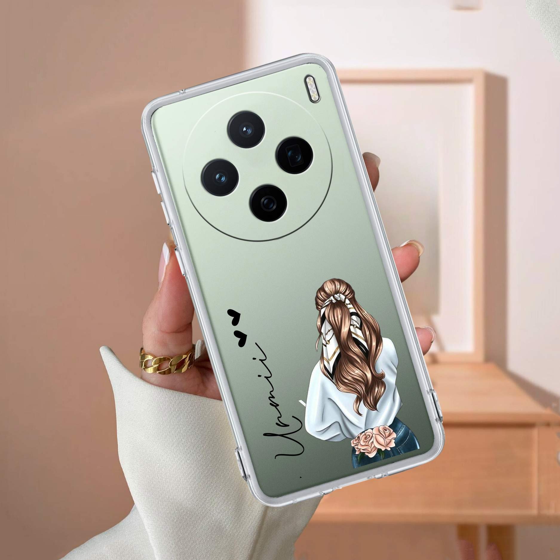Girl With Flower Customize Anti Yellow Case For Vivo X200 5G