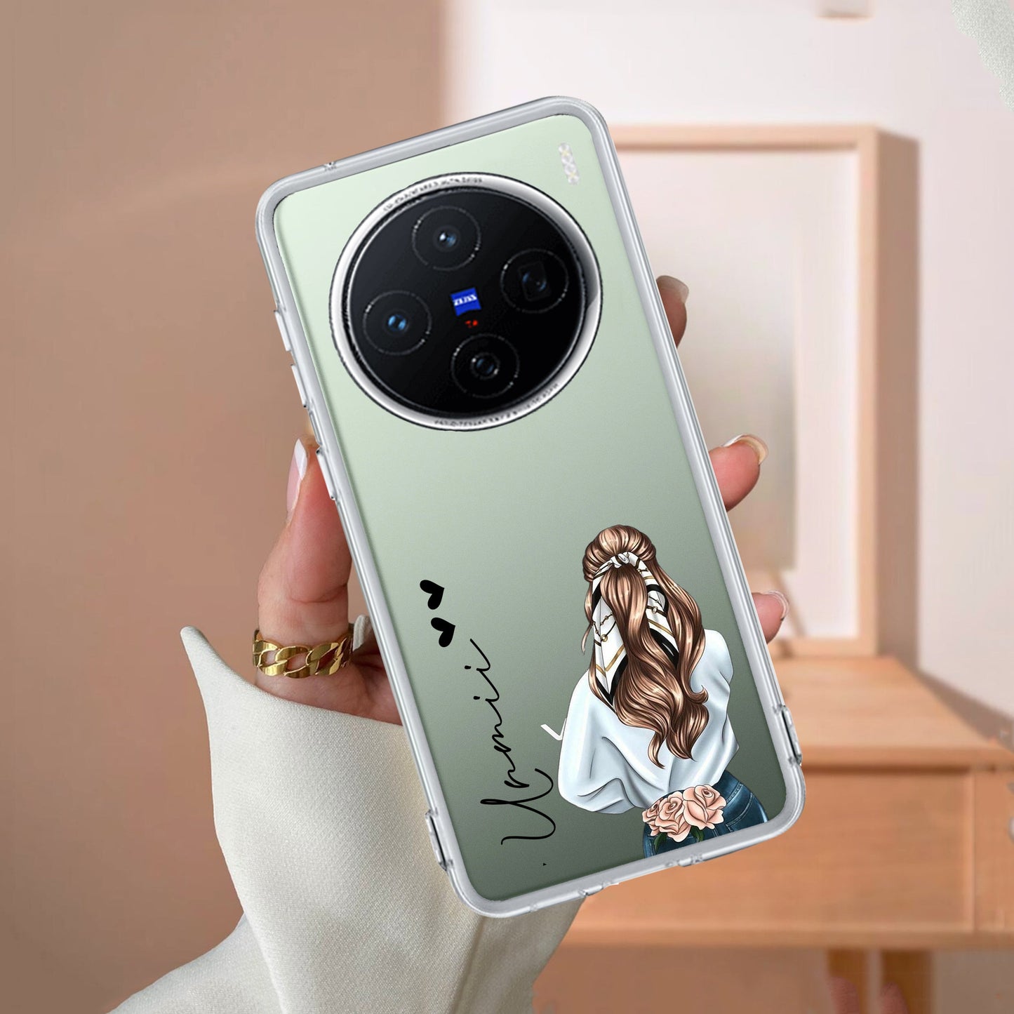 Girl With Flower Customize Transparent Silicon Case For Vivo