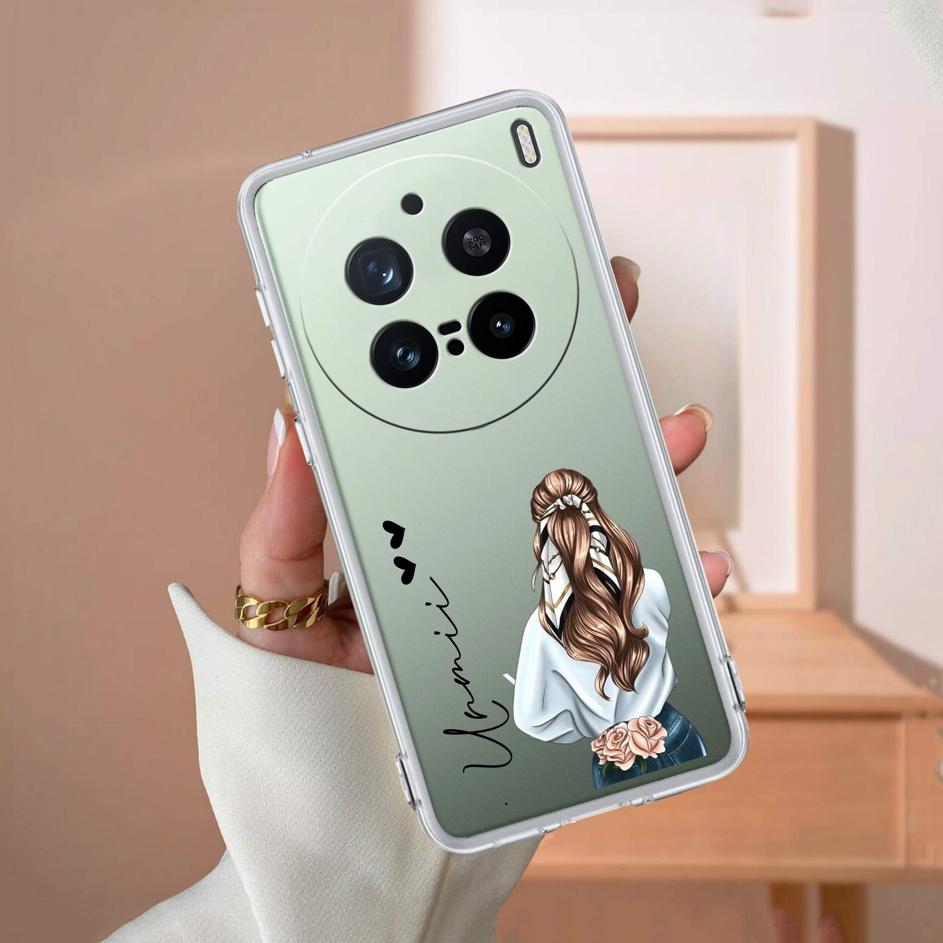 Girl With Flower Customize Transparent Silicon Case For Vivo