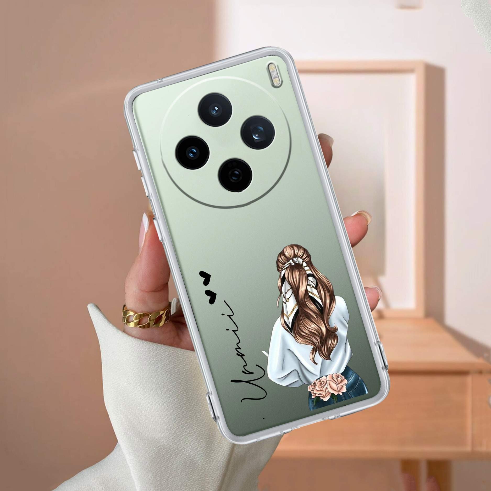 Girl With Flower Customize Transparent Silicon Case For Vivo