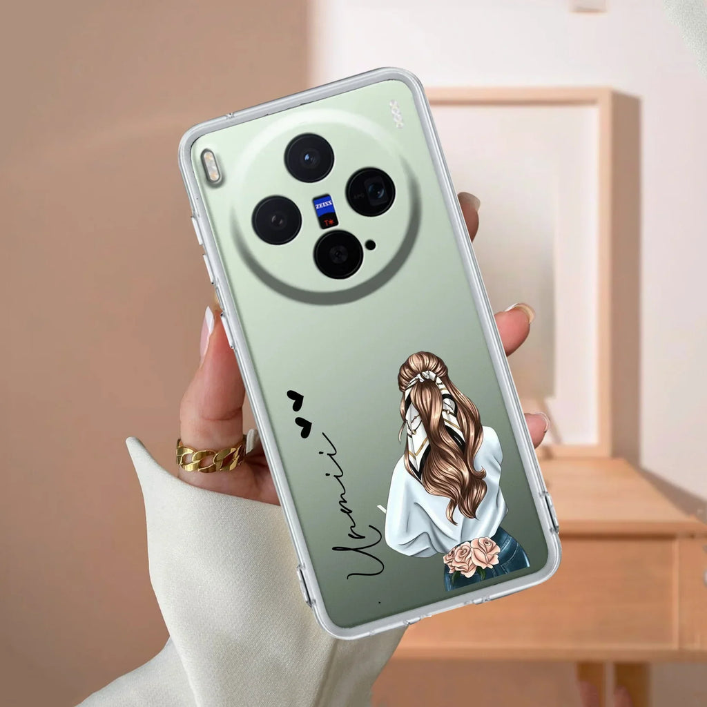 Girl With Flower Customize Transparent Silicon Case For Vivo X300 5G