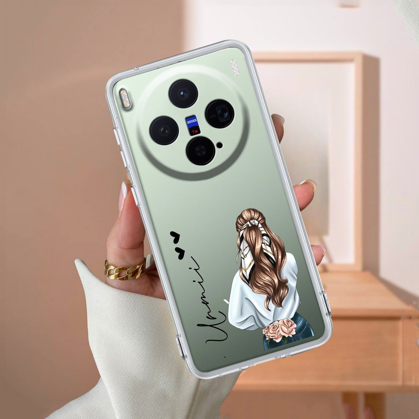 Girl With Flower Customize Transparent Silicon Case For Vivo