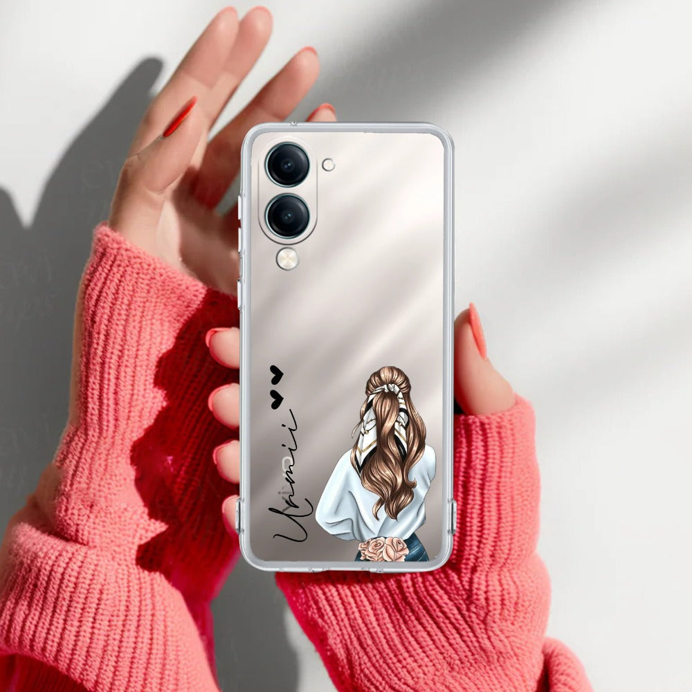 Girl With Flower Customize Transparent Silicon Case For Vivo