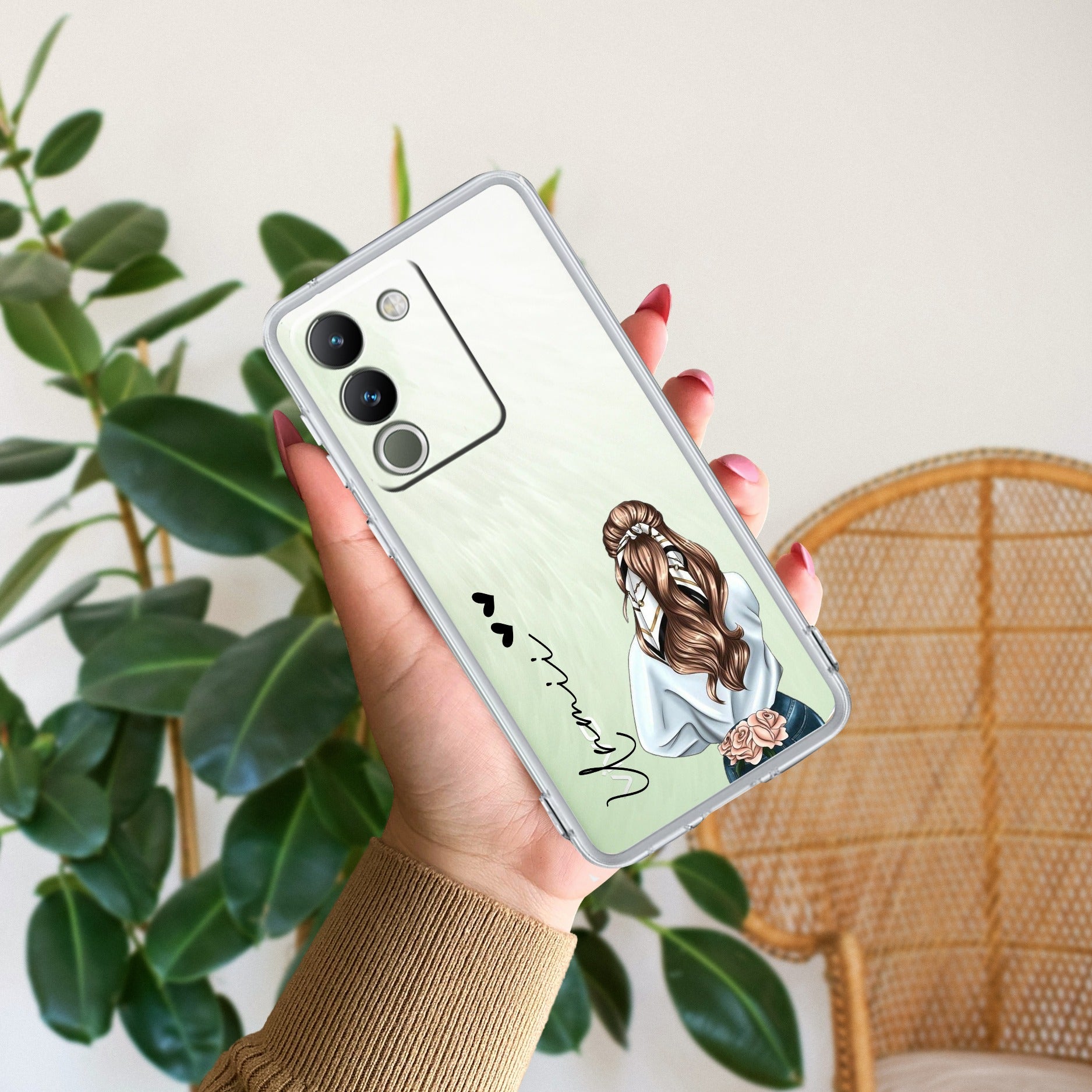 Girl With Flower Customize Anti Yellow Case For Vivo Y200 5G