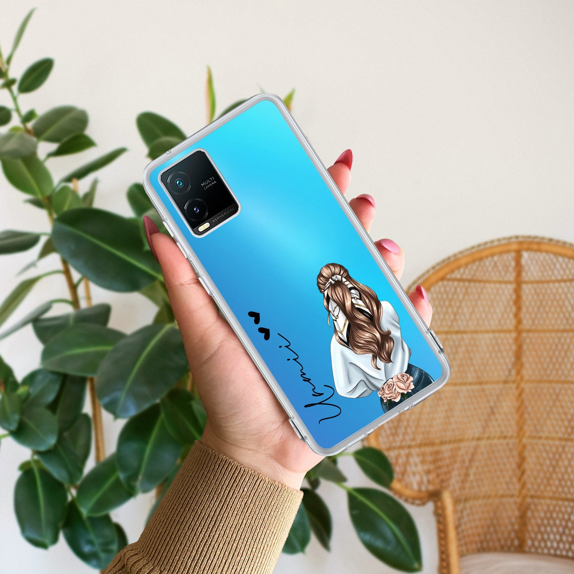 Girl With Flower Customize Transparent Silicon Case For Vivo