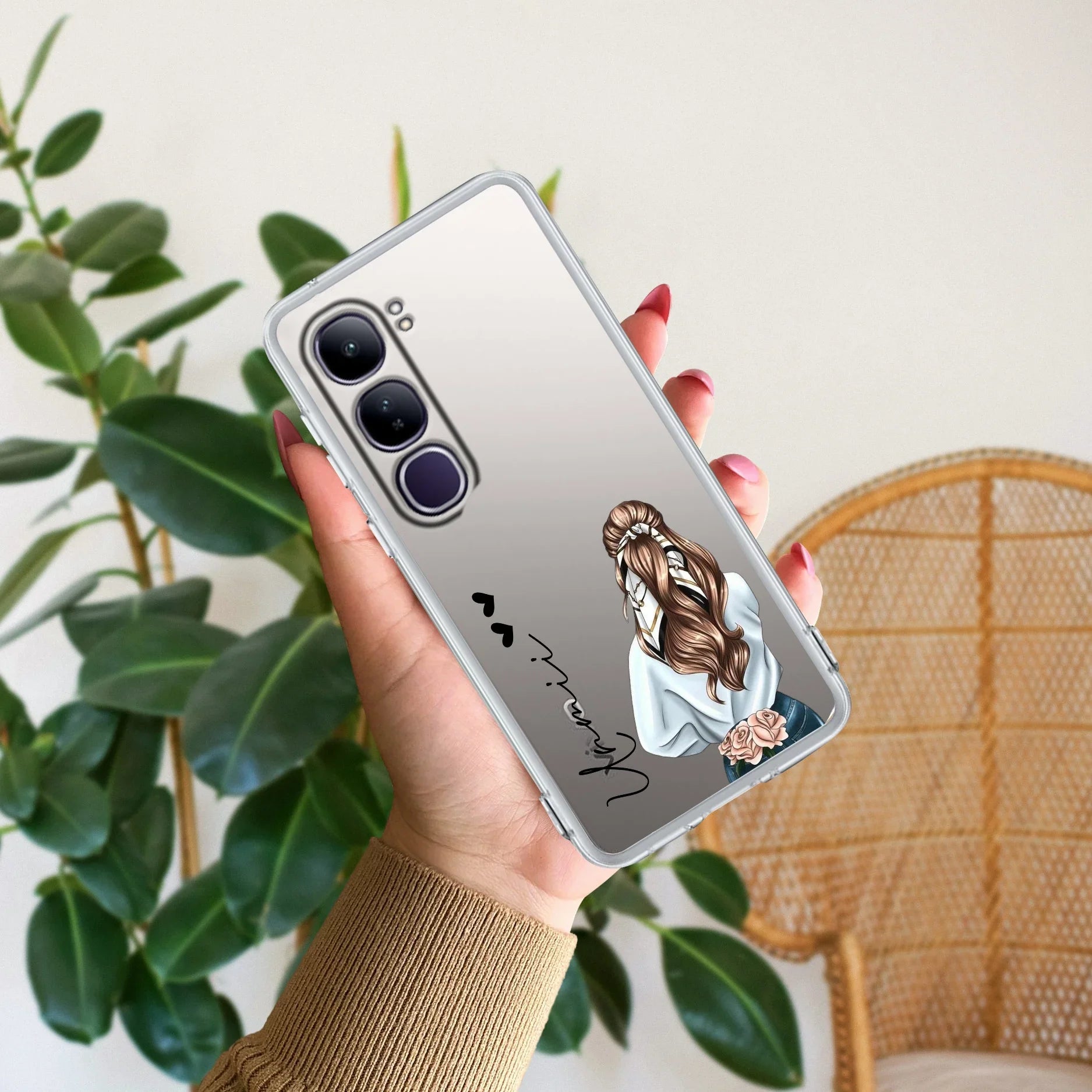 Girl With Flower Customize Transparent Silicon Case For Vivo - ShopOnCliQ
