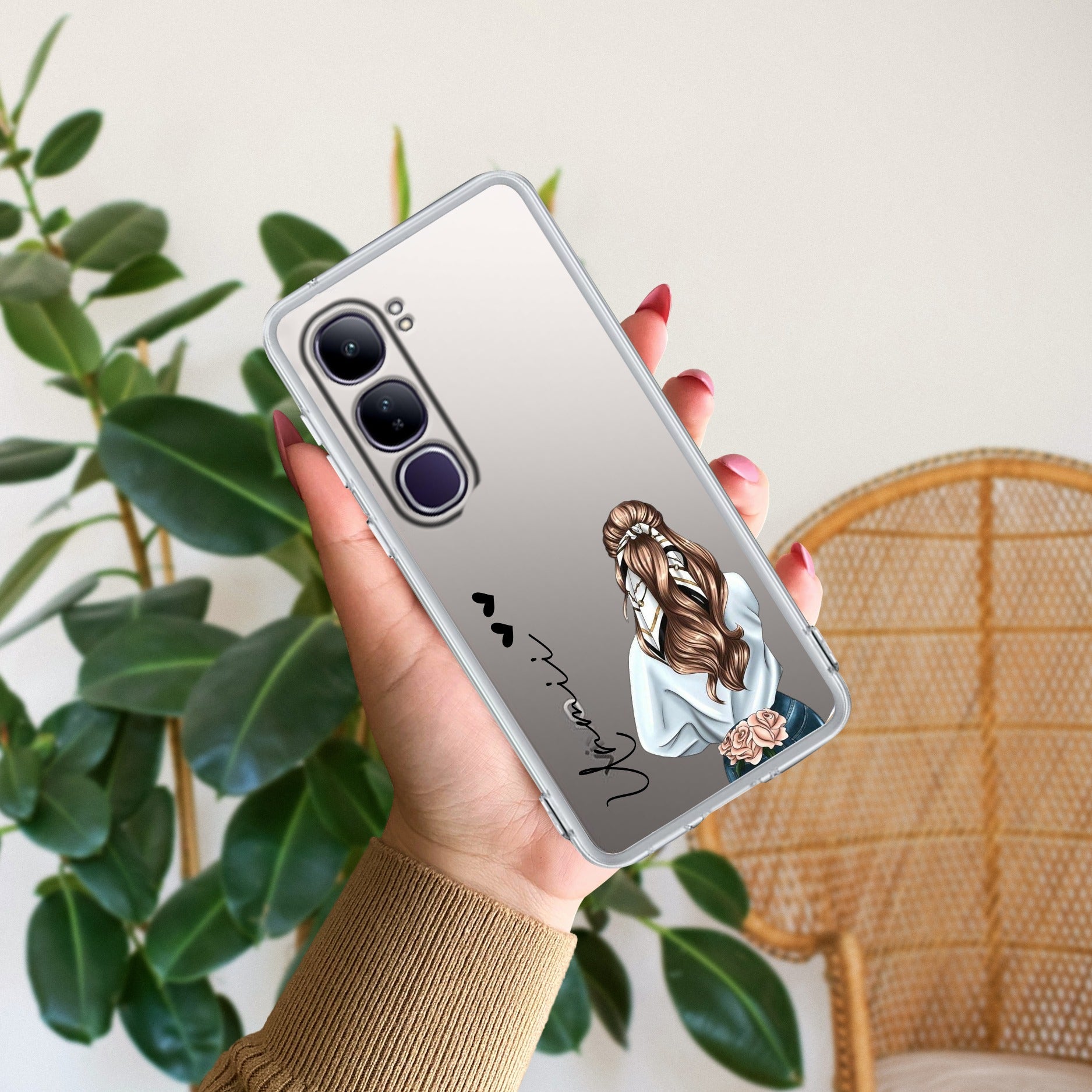 Girl With Flower Customize Anti Yellow Case For Vivo Y400 5G