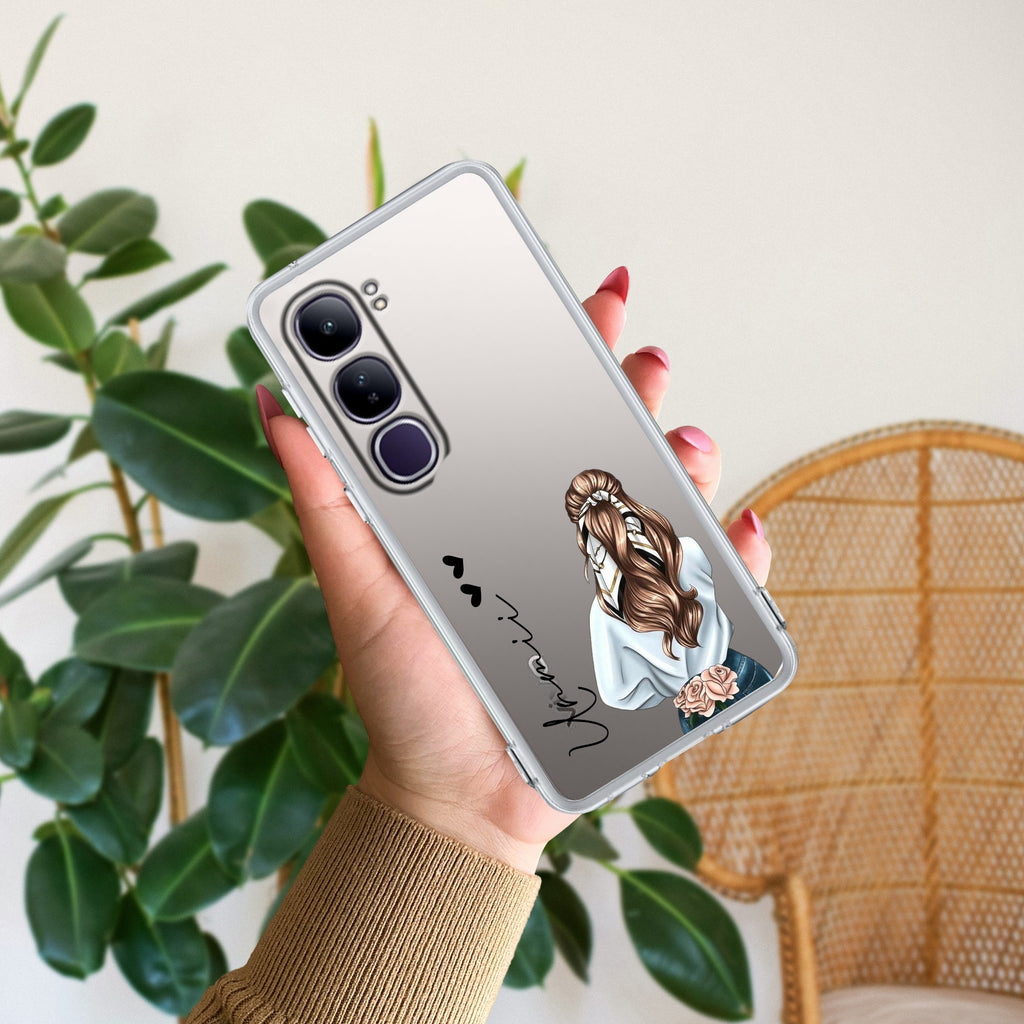 Girl With Flower Customize Anti Yellow Case For Vivo Y300 5G
