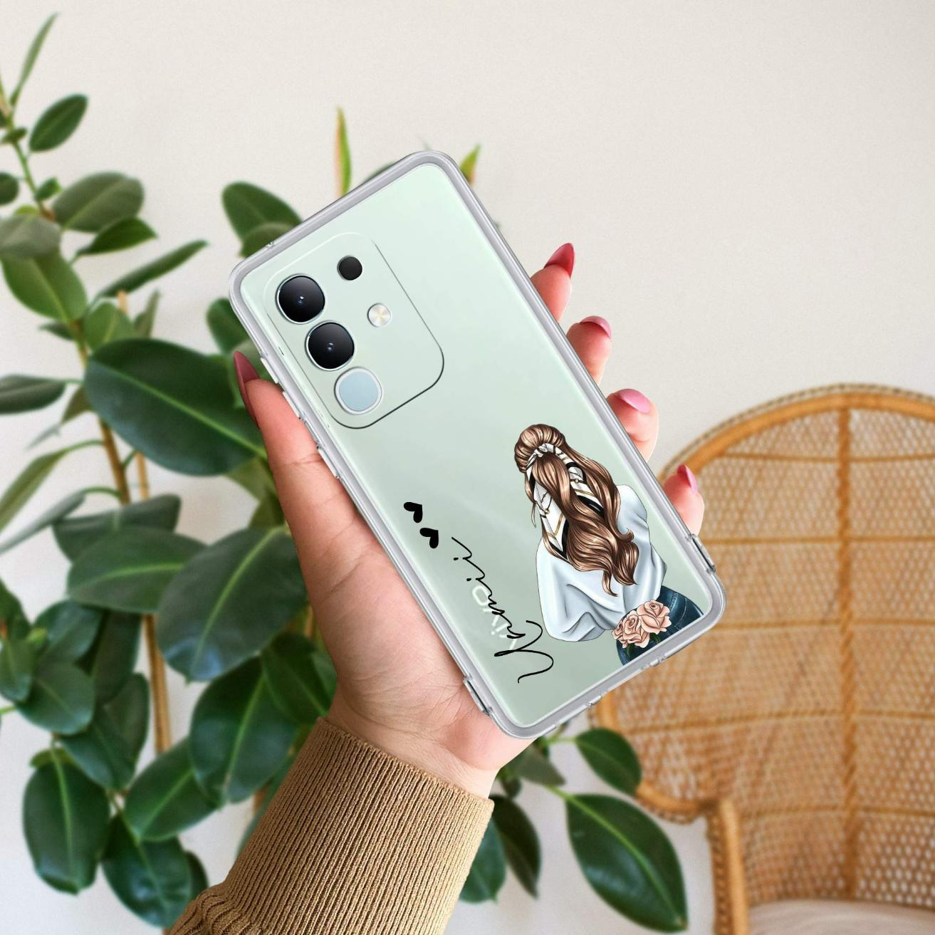 Girl With Flower Customize Anti Yellow Case For Vivo Y31 Pro 5G