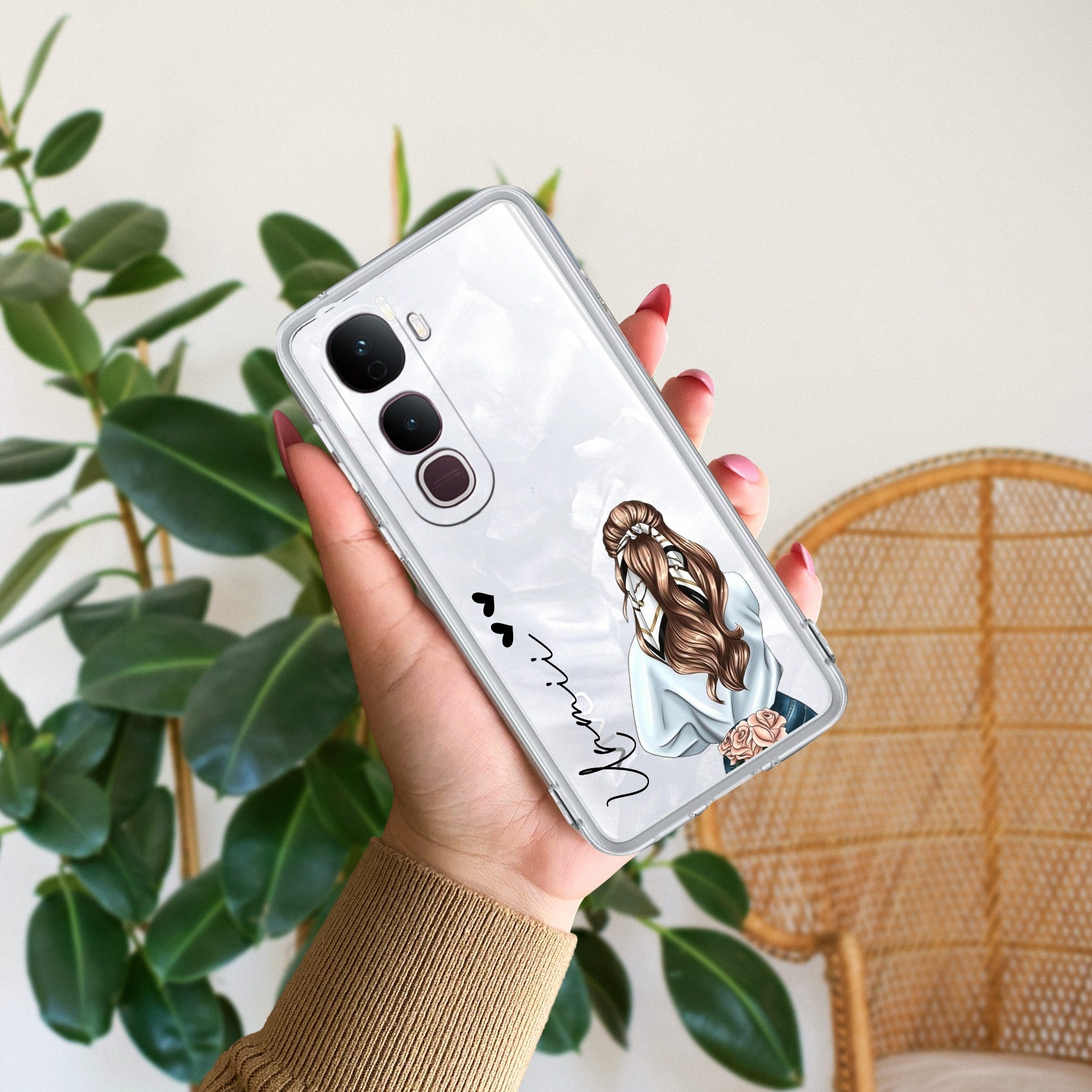 Girl With Flower Customize Anti Yellow Case For Vivo Y400 Pro 5G