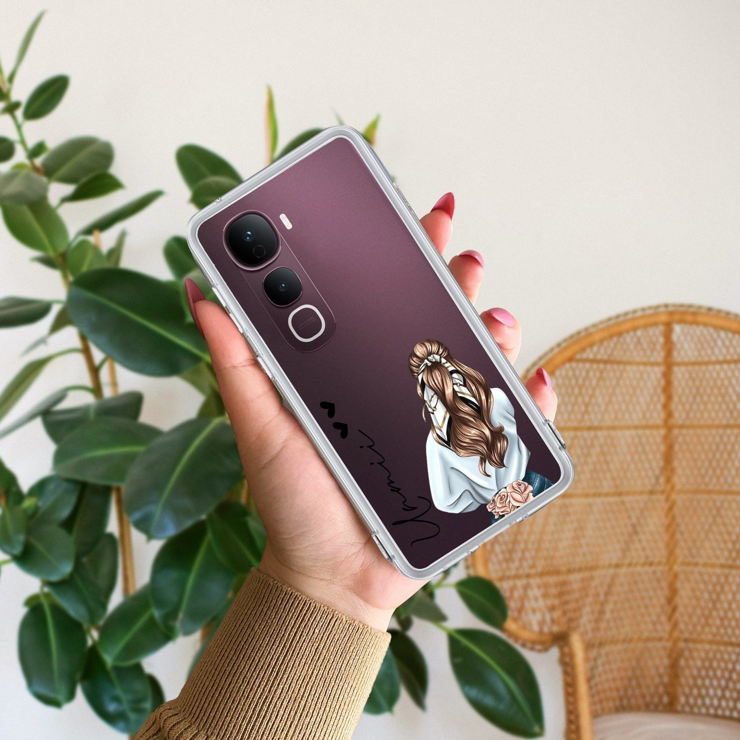 Girl With Flower Customize Transparent Silicon Case For Vivo