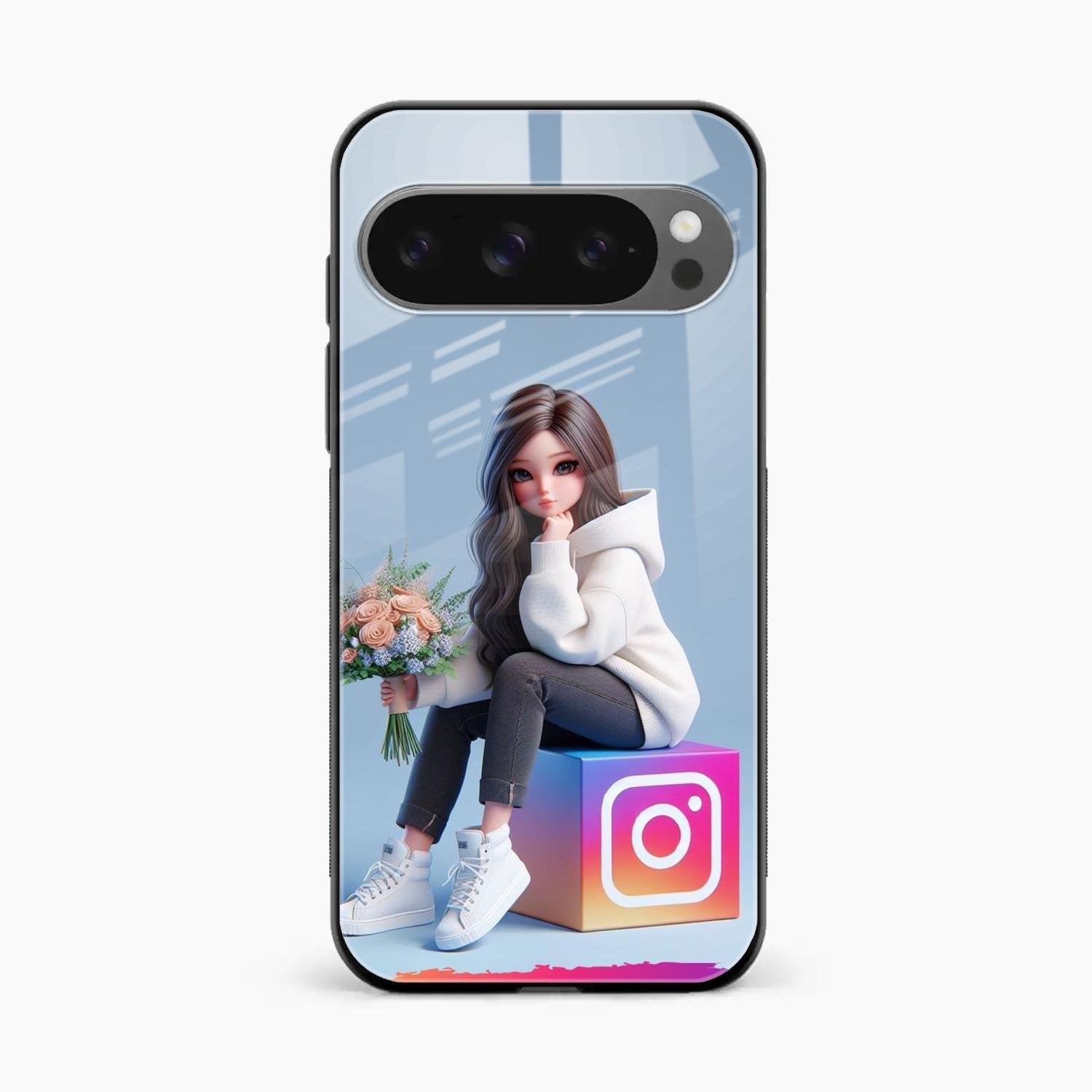 Girl With Flower Glossy Metal Case Cover For Google Pixel 10 Pro