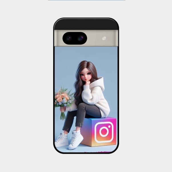 Girl With Flower Glossy Metal Case Cover For Google Pixel 8A 5G