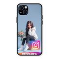 Girl With Flower Glossy Metal Case Cover For iPhone 14 Plus