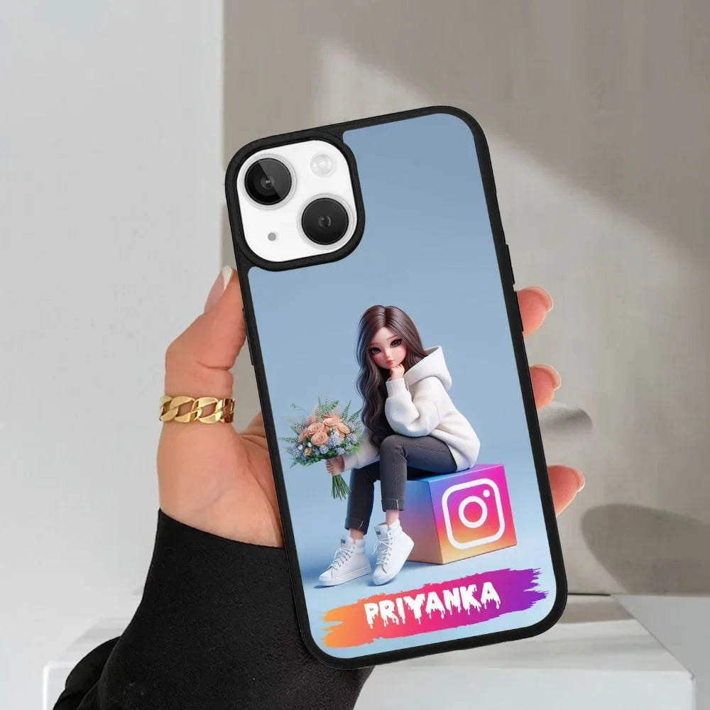 Girl With Flower Glossy Metal Case Cover For iPhone - ShopOnCliQ