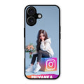 Girl With Flower Glossy Metal Case Cover For iPhone 16 Plus
