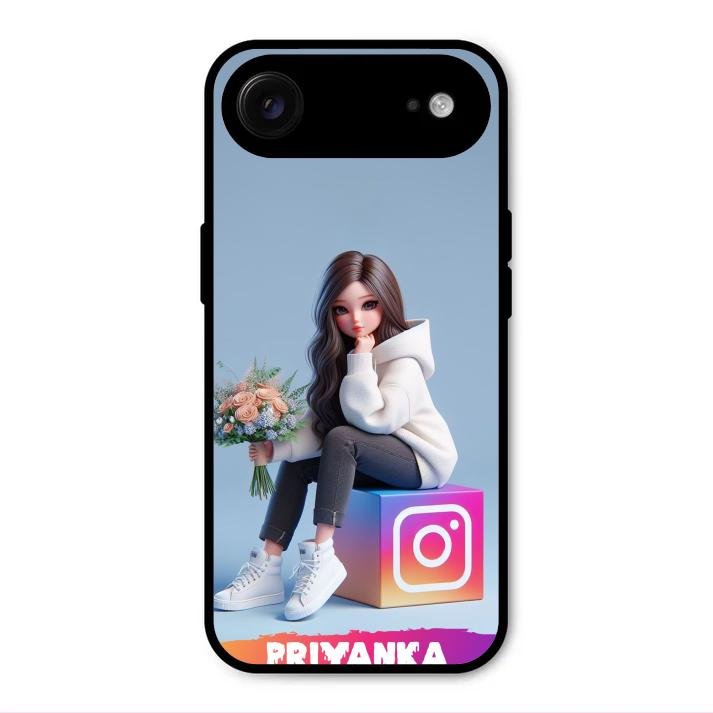 Girl With Flower Glossy Metal Case Cover For iPhone Air