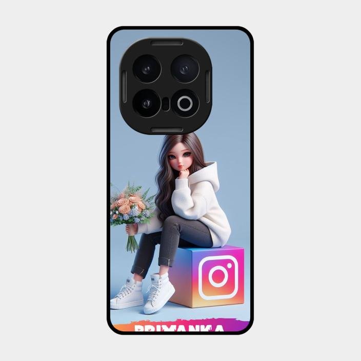 Girl With Flower Glossy Metal Case Cover For Iqoo 13 5G