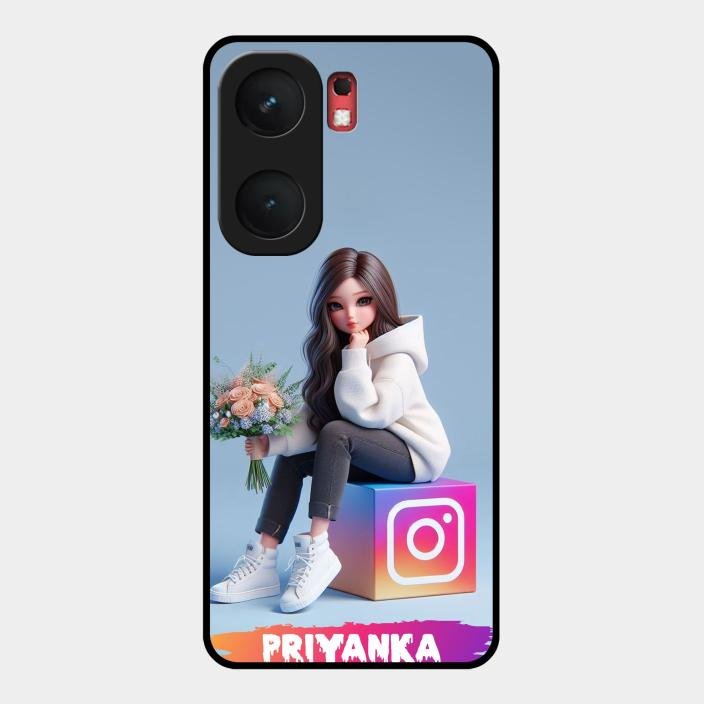 Girl With Flower Glossy Metal Case Cover For Iqoo Neo 9 Pro 5G