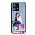 Girl With Flower Glossy Metal Case Cover For Motorola Edge 40 5G