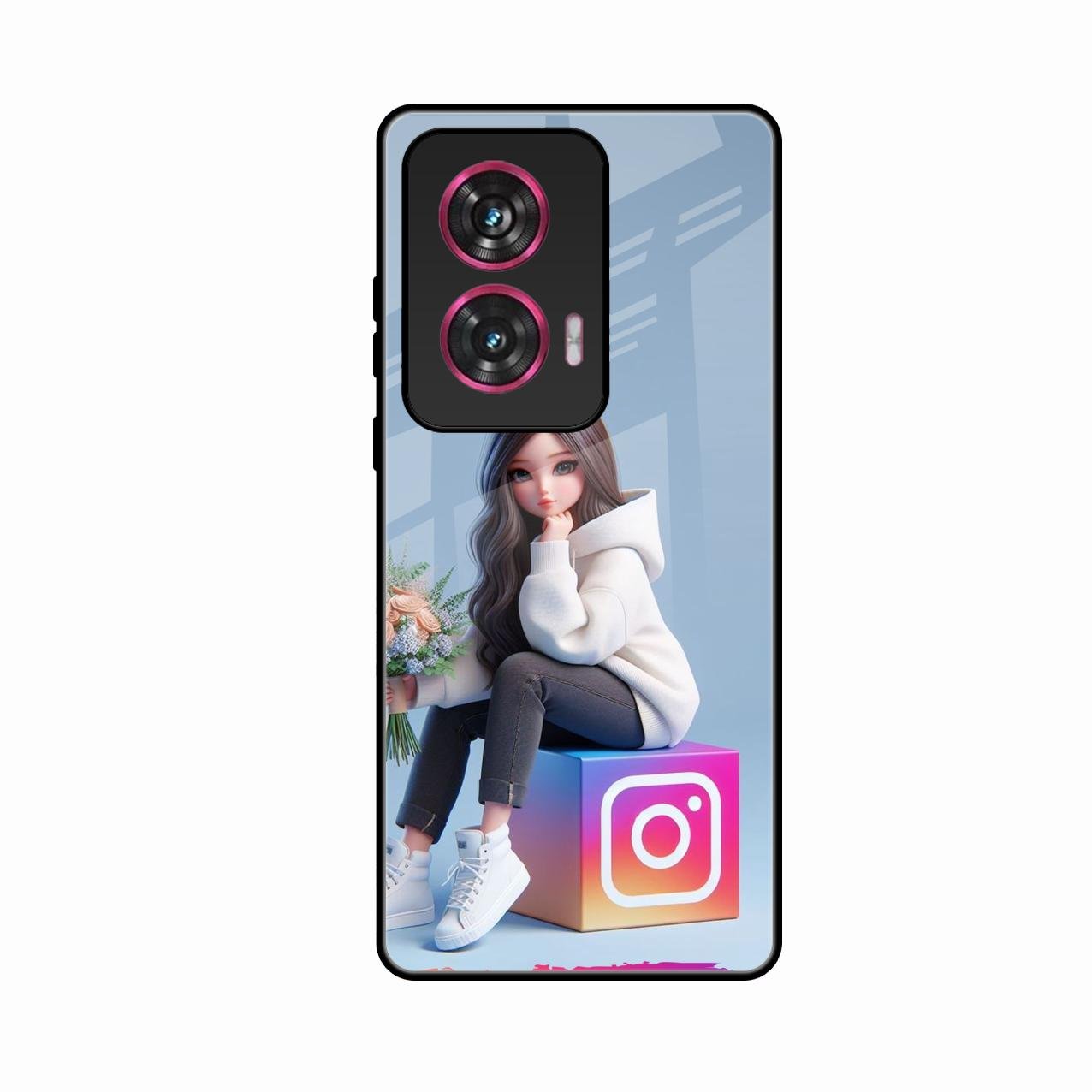 Girl With Flower Glossy Metal Case Cover For Motorola G96 5G