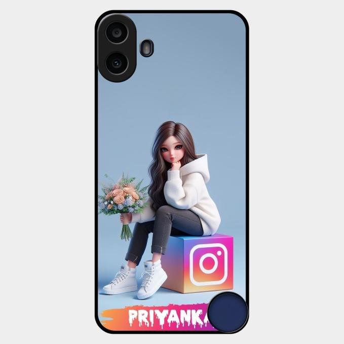 Girl With Flower Glossy Metal Case Cover For Nothing Cmf Phone 1