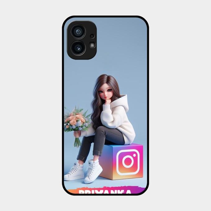 Girl With Flower Glossy Metal Case Cover For Nothing Phone 1