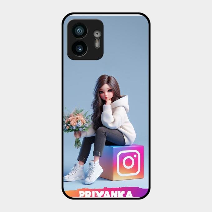 Girl With Flower Glossy Metal Case Cover For Nothing Phone 2