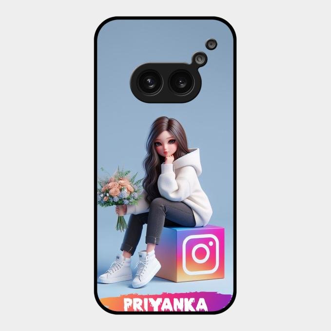 Girl With Flower Glossy Metal Case Cover For Nothing Phone 2A 5G