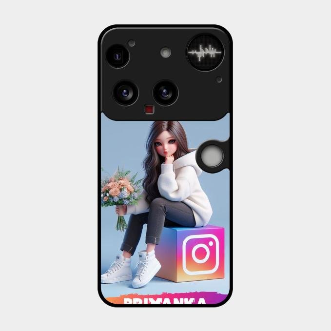 Girl With Flower Glossy Metal Case Cover For Nothing Phone 3 5G