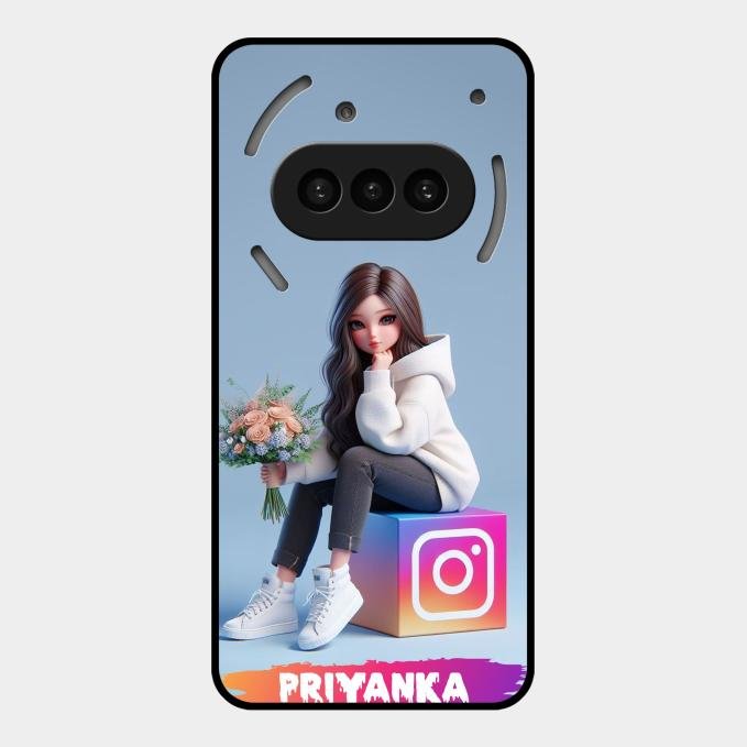 Girl With Flower Glossy Metal Case Cover For Nothing Phone 3A 5G