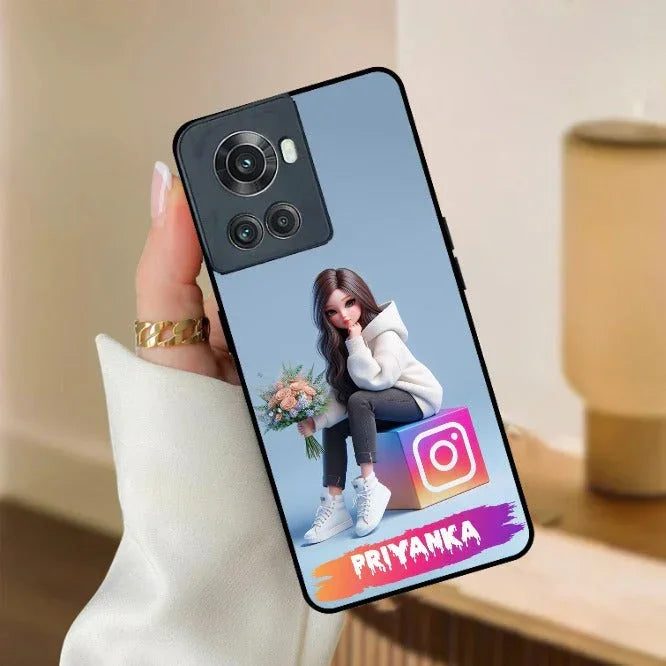 Girl With Flower Glossy Metal Case Cover For OnePlus - ShopOnCliQ
