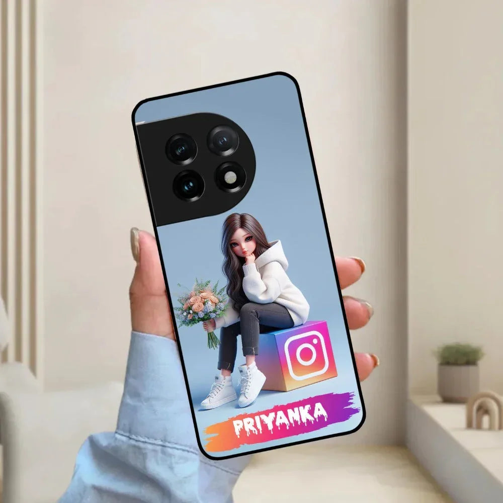 Girl With Flower Glossy Metal Case Cover For OnePlus - ShopOnCliQ