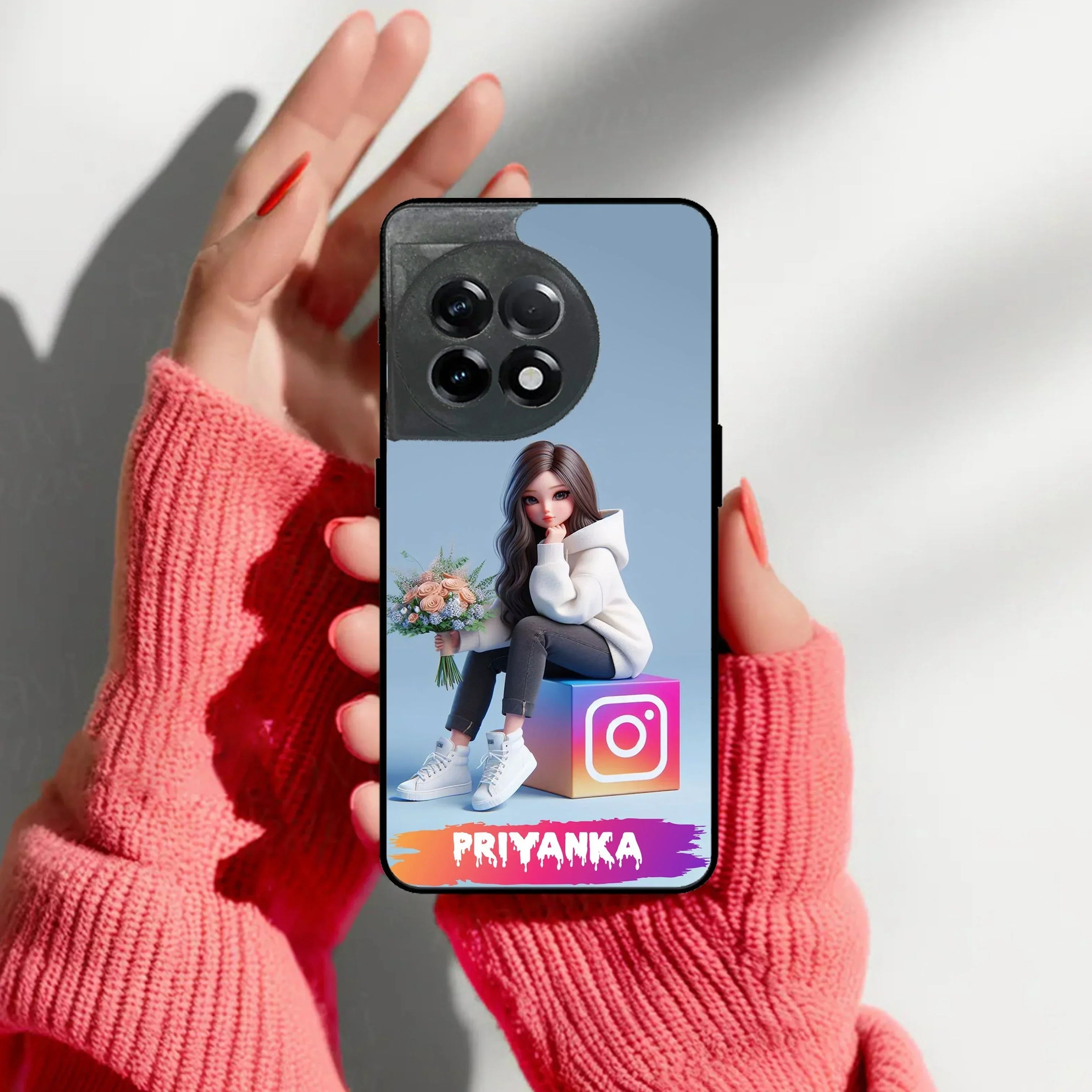 Girl With Flower Glossy Metal Case Cover For OnePlus - ShopOnCliQ