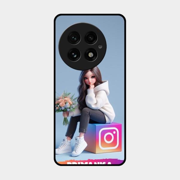 Girl With Flower Glossy Metal Case Cover For Oneplus 13 5G