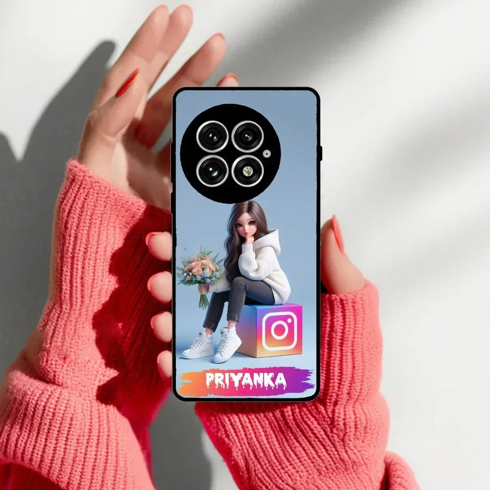 Girl With Flower Glossy Metal Case Cover For OnePlus - ShopOnCliQ