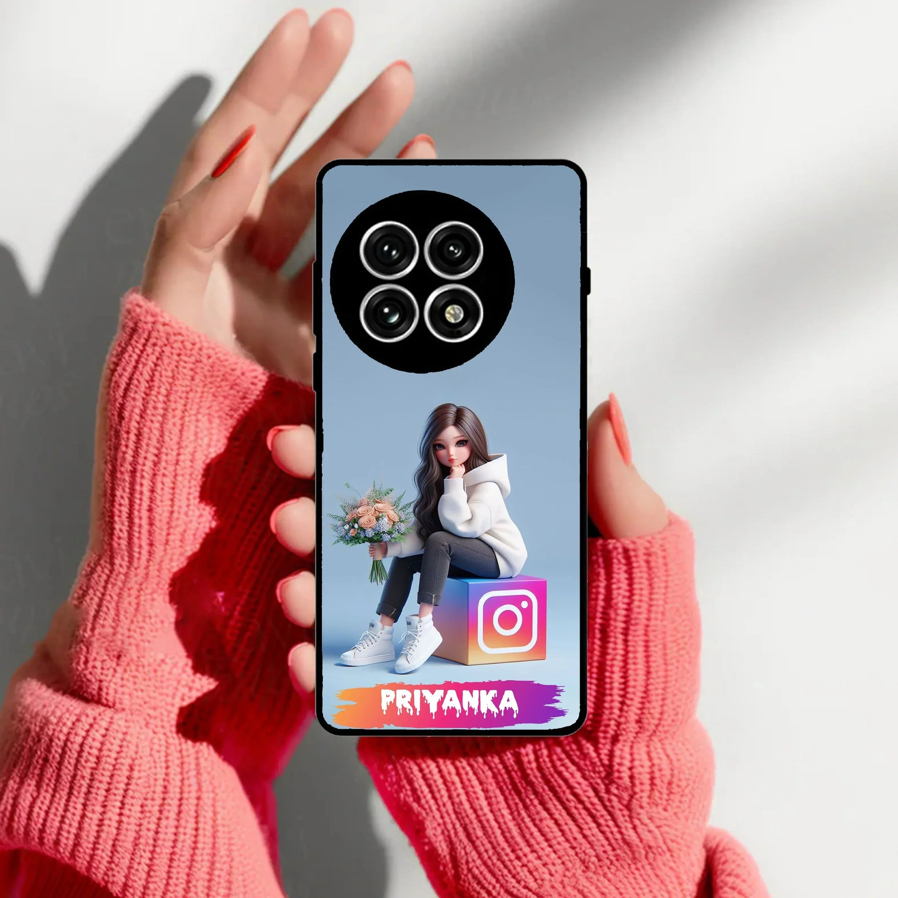 Girl With Flower Glossy Metal Case Cover For OnePlus - ShopOnCliQ