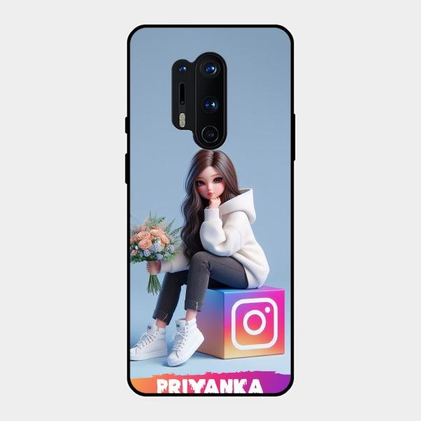 Girl With Flower Glossy Metal Case Cover For Oneplus 8 Pro