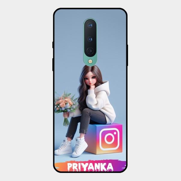 Girl With Flower Glossy Metal Case Cover For Oneplus 8